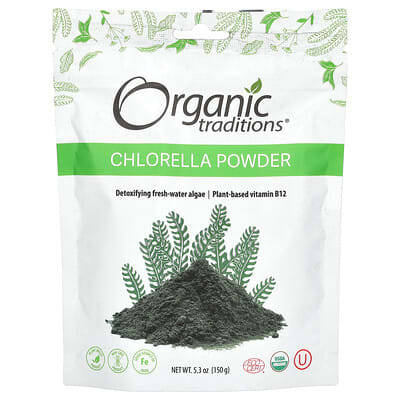 Порошок суперфуд Organic Traditions Chlorella, 5.3 oz (150 g)