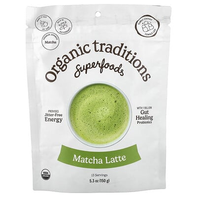 Organic Traditions Superfoods, матча латте, 5.3 oz (150 g)
