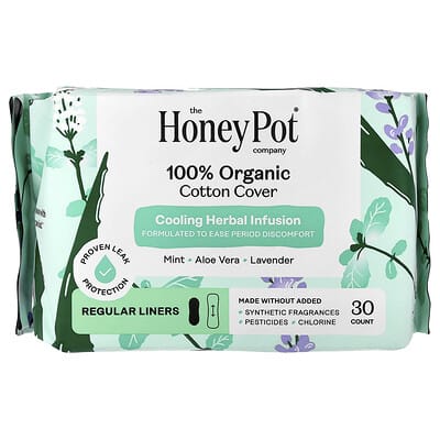 100% Organic Cotton Cover, Cooling Herbal Infusion, Regular Liners, 30 Count