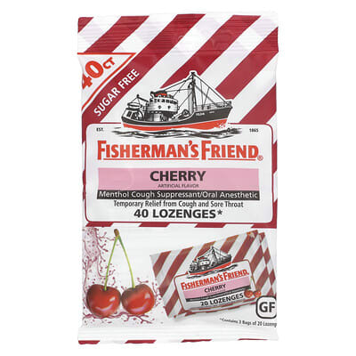 Fisherman's Friend пастилки от кашля с ментолом, без сахара, вишня, 40 штук