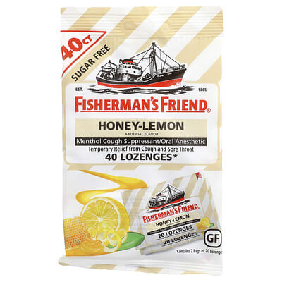 Fisherman's Friend леденцы с ментолом и медово-лимонным вкусом, 40 штук