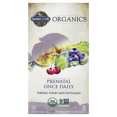 Organics, Prenatal Once Daily, 30 веганских таблеток