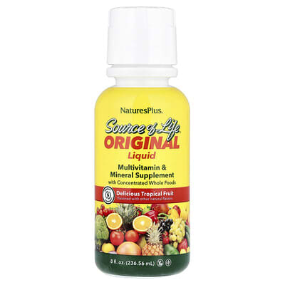 Source of Life®, оригинальная жидкая мультивитаминная и минеральная добавка, тропический фрукт, 8 fl oz (236.56 ml)