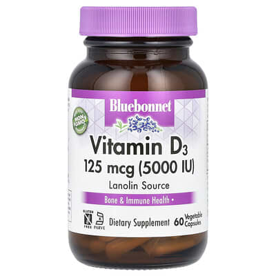 Vitamin D3, 125 mcg (5,000 IU), 60 Vegetable Capsules