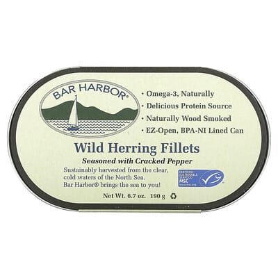 Wild Herring Fillets, приправленные Cracked Pepper, 6.7 oz (190 g)