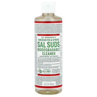 Dr. Bronner's Sal Suds Биоразлагаемое чистящее средство, Siberian Fir & Spruce, 16 fl oz (473 ml)