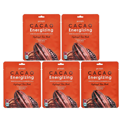 Petitfee гидрогелевые тканевые маски для лица Cacao Energizing, упаковка 5 шт., по 1.12 oz (32 g) каждая