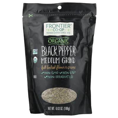Органический черный перец, среднего помола, 6.63 oz (188 g)