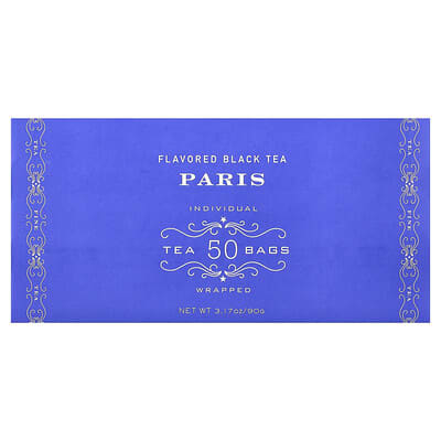 Ароматизированный черный чай, Paris, 50 чайных пакетиков, 3.17 oz (90 g)