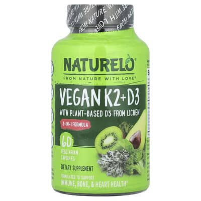 NATURELO Веганский витамин K2 + D3, 60 вегетарианских капсул