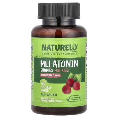 NATURELO Melatonin Gummies, Детские, Strawberry, 1 mg, 60 вегетарианских мармеладок