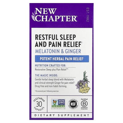 Restful Sleep and Pain Relief, Melatonin & Ginger, 30 Vegetarian Capsules