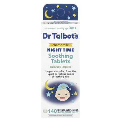 Успокаивающие таблетки Chamomile Night Time, 3m+, 140 быстрорастворимых таблеток
