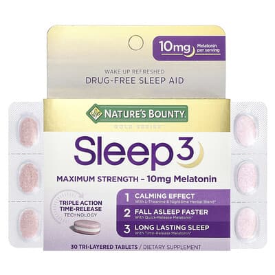 Gold Series, Sleep 3, максимальная сила, 30 трехслойных таблеток