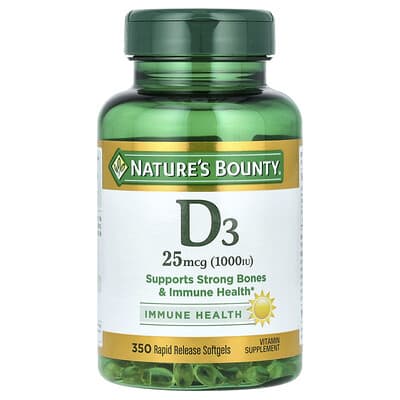 D3, 25 mcg (1,000 IU), 350 быстрорастворимых мягких капсул