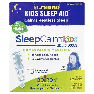 Детские витамины SleepCalm™ Boiron, без мелатонина, 15 доз по 0.034 fl oz (1 ml)