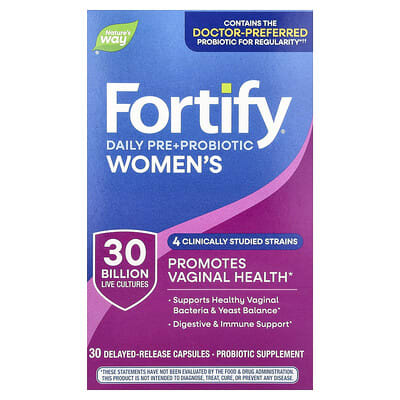 Nature's Way Fortify® Женский ежедневный пре+пробиотик, 30 Billion CFU, 30 капсул с замедленным высвобождением