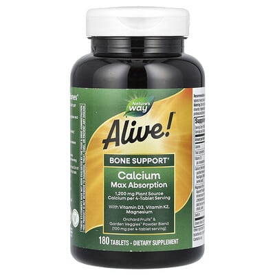 Alive!® Calcium, Max Absorption, 180 Tablets
