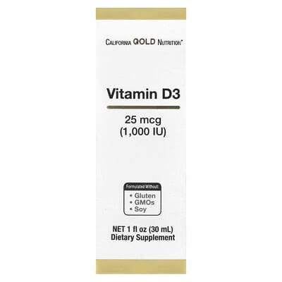 Vitamin D3, 25 mcg (1,000 IU), 1  fl oz (30 ml)