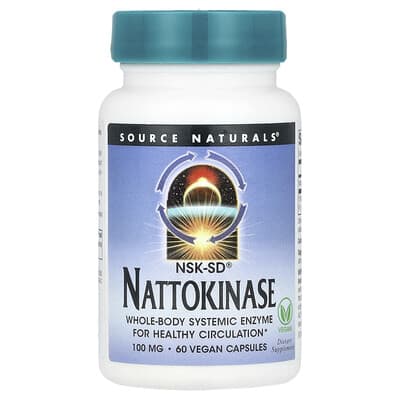 Наттокиназа Source Naturals, 100 mg, 60 веганских капсул