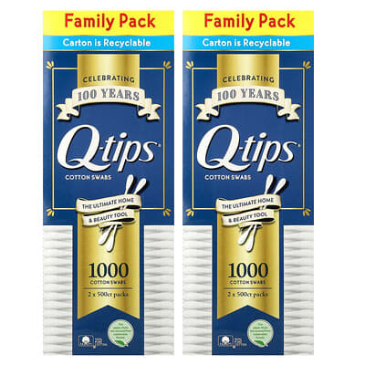 Cotton Swabs, Family Pack, 2 Pack, 500 Swabs Each