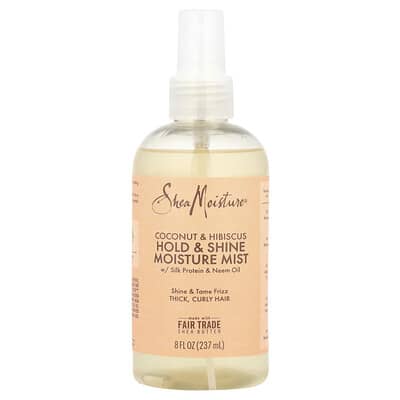 SheaMoisture Hold & Shine Moisture Mist с шелковым протеином и маслом нима, Coconut & Hibiscus, 8 fl oz (237 ml)