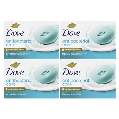 Antibacterial Care Beauty Bar Soap, 4 Bars, 3.75 oz (106 g) Each