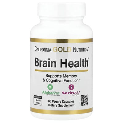 Brain Health с альфа-глицерофосфорилхолином, кальцием, фосфором и фосфатидилсерином, 60 вегетарианских капсул