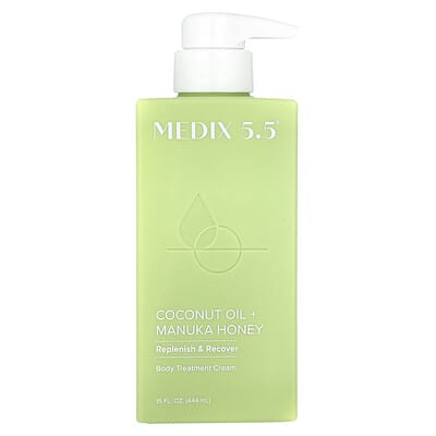 Body Treatment Cream, Coconut Oil + Manuka Honey, 15 fl oz (444 ml)
