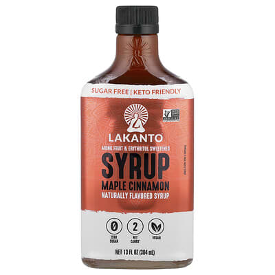 Сироп Lakanto Monk Fruit & Erythritol Sweetened, Maple Cinnamon, 13 fl oz (384 ml)