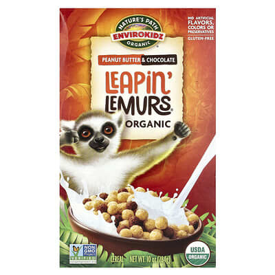 Nature's Path Organic Leapin' Lemurs® хлопья, арахисовая паста и шоколад, 10 oz (284 g)