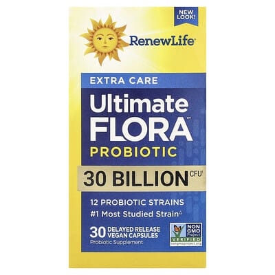 Пробиотик Extra Care Ultimate Flora™, 30 Billion CFU, 30 веганских капсул с замедленным высвобождением