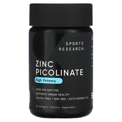 Zinc Picolinate, High Potency, 50 mg, 60 мягких капсул