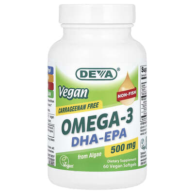Vegan Omega-3, DHA-EPA, 500 mg, 60 веганских мягких капсул