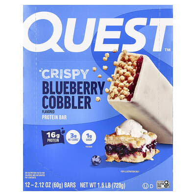 Протеиновый батончик, Crispy Blueberry Cobbler, 12 штук, 2.12 oz (60 g) каждый