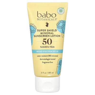 Минеральный солнцезащитный лосьон Super Shield, SPF 50, без отдушки, 3 fl oz (89 ml)