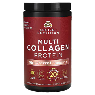 Мультиколлагеновый протеин Ancient Nutrition, Strawberry Lemonade, 9.65 oz (273.6 g)