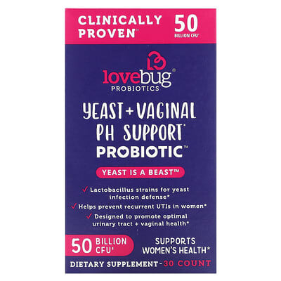 Пробиотик Yeast + Vaginal pH Support, 50 Billion CFU, 30 капсул