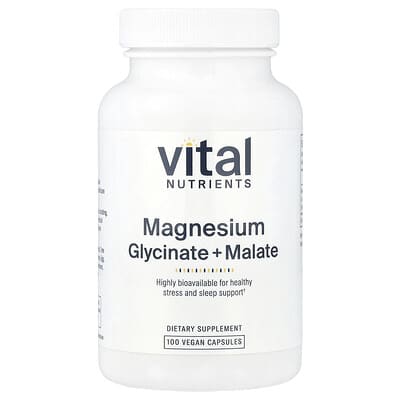 Magnesium Glycinate + Malate, 100 веганских капсул (120 mg на капсулу)