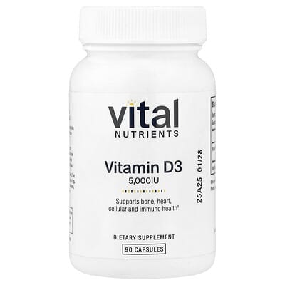 Vitamin D3,  125 mcg (5,000 IU), 90 Capsules