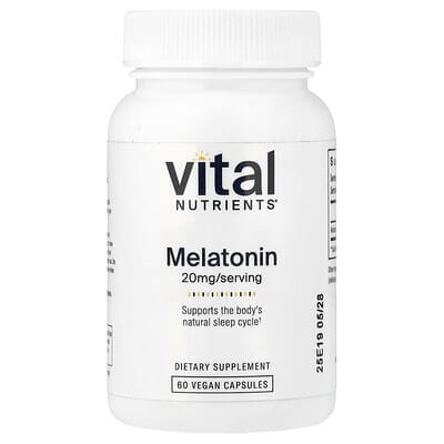 Vital Nutrients Мелатонин, 20 mg, 60 веганских капсул