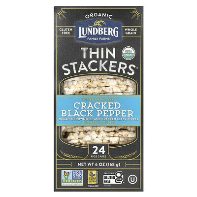 Thin Brown Rice Cakes, Black Pepper, 6 oz (168 g)