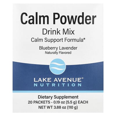 Порошковый напиток Calm с калием и смесью AminoCalm, L-Tryptophan и L-Theanine, Blueberry Lavender, 20 пакетиков, 0.19 oz (5.5 g) каждый