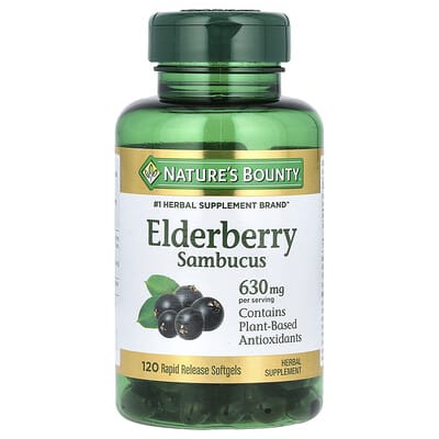 Nature's Bounty экстракт бузины Sambucus, 120 мягких капсул (210 mg на капсулу)