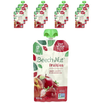 Fruities, 6+ Months, Apple, Peach & Strawberries, 12 Pouches, 3.5 oz (99 g) Each