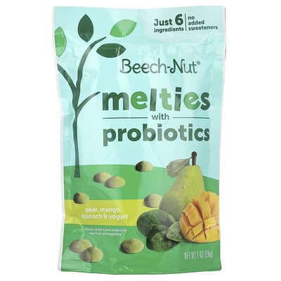 Melties with Probiotics, 8+ Months, Pear, Mango, Spinach & Yogurt, 1 oz (28 g)