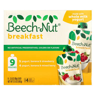 Breakfast, 12+ Months, Variety Pack, 9 Pouches, 3.5 oz (99 g) Each