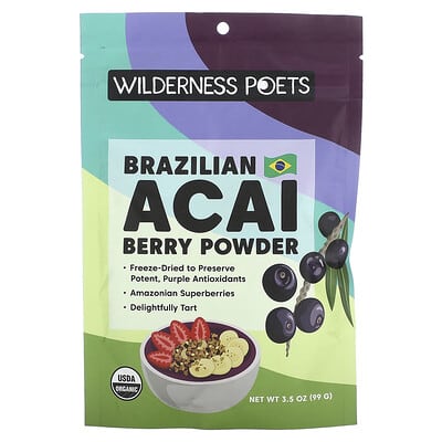 Wilderness Poets Органический порошок ягод асаи 3.5 oz (99 g)