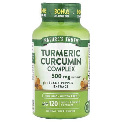 Комплекс куркумина Turmeric Curcumin Plus с экстрактом черного перца, 120 быстрорастворимых капсул