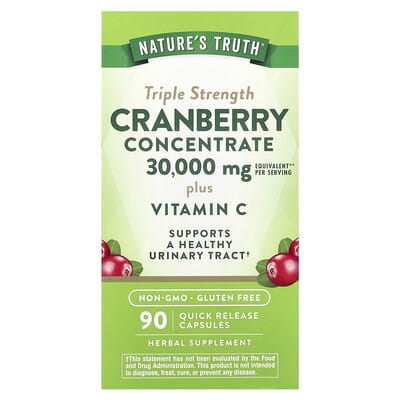 Cranberry Concentrate Plus Vitamin C, Triple Strength, 90 капсул